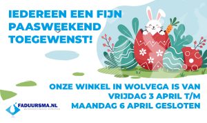 Afbeelding met openingstijden paasweekend
